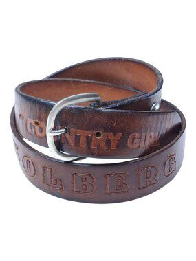 Leather Country Girl Embossed Belt With Metal Buckle Cowgirl Fits waist 33-38"